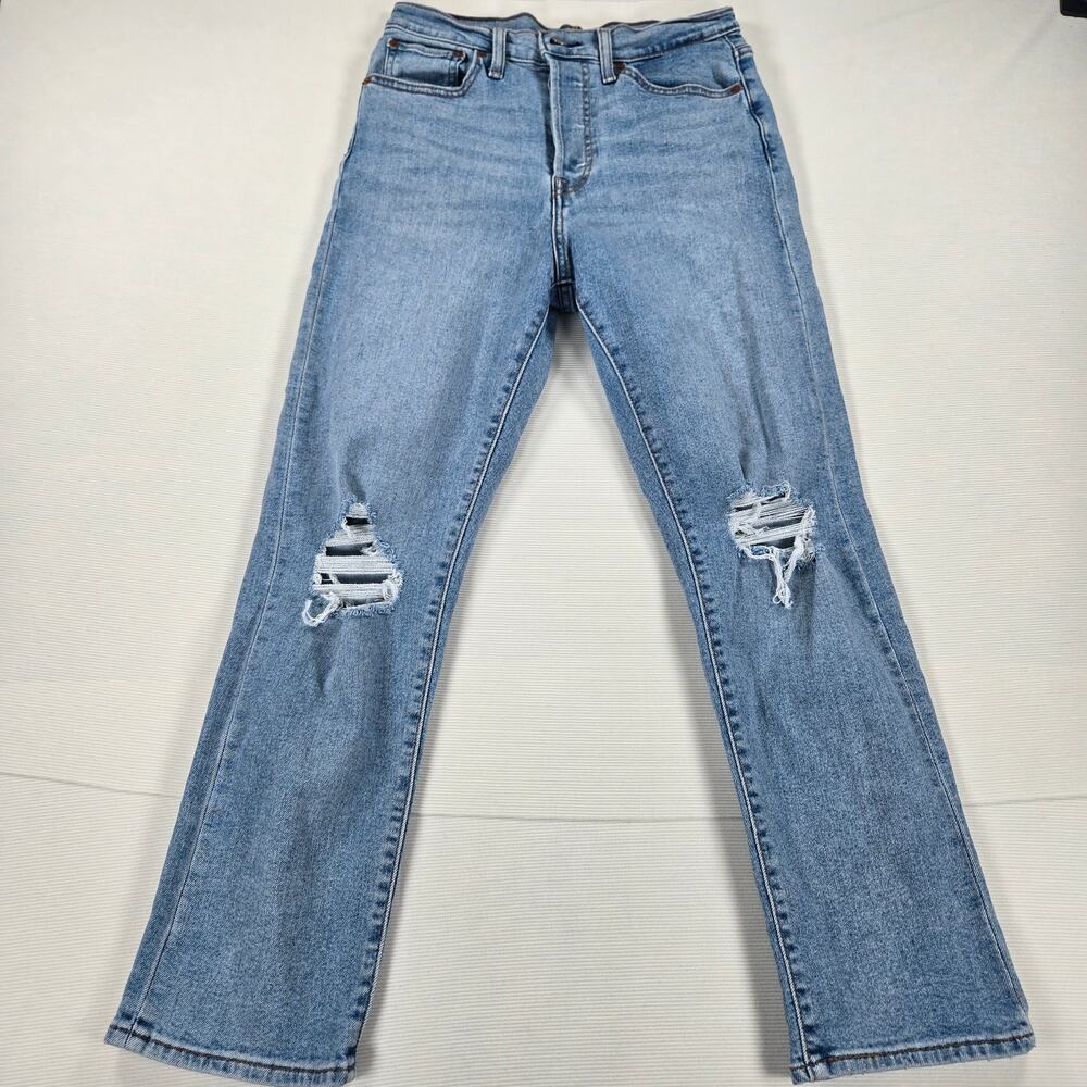Levi's High Rise Destroyed Distressed Button Fly Wedgie Straight Jeans Size 29‎